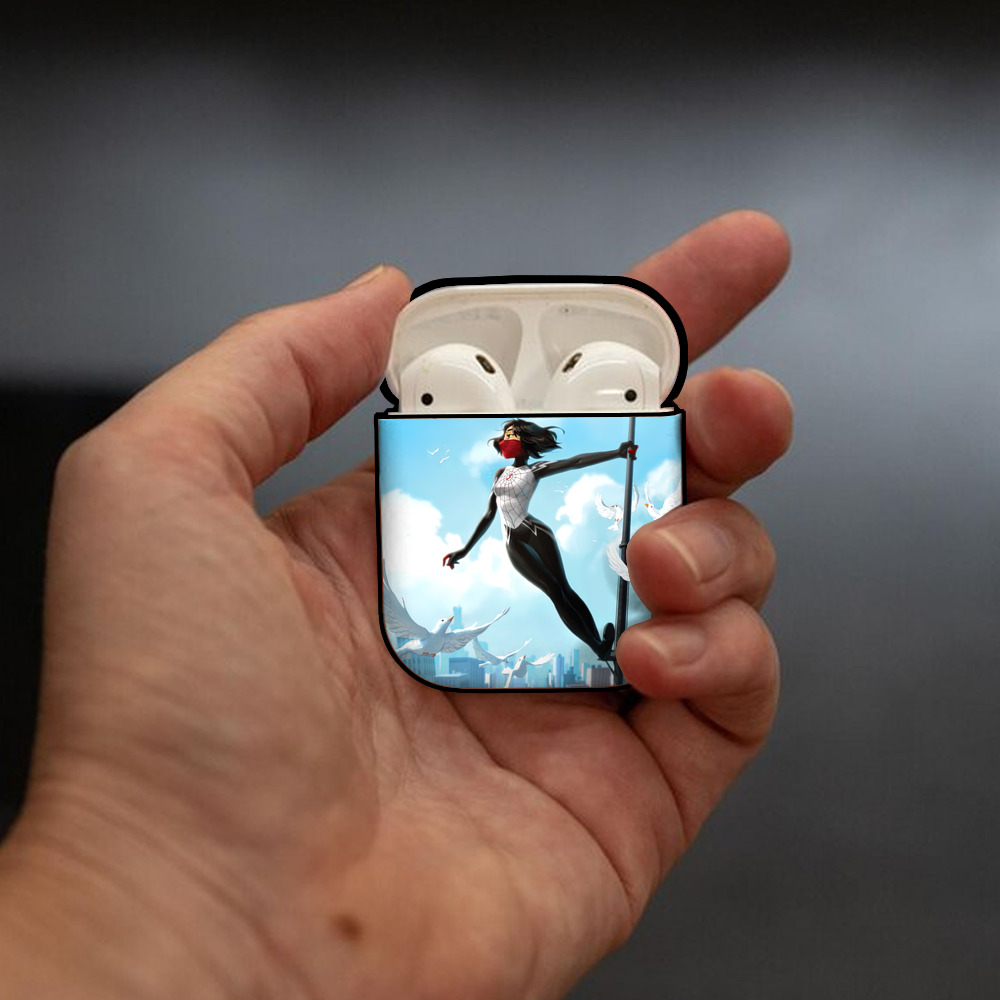 Spider Man スパイダーマン AirPods 第2世代保護ケース ハードシェル ブラック 耐衝撃・防指紋・カラビナ付き