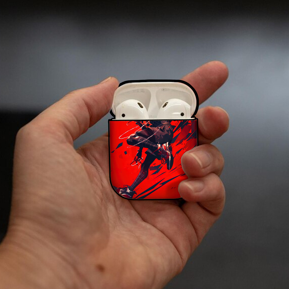 Spider Man スパイダーマン AirPods 第2世代保護ケース ハードシェル ブラック 耐衝撃・防指紋・カラビナ付き