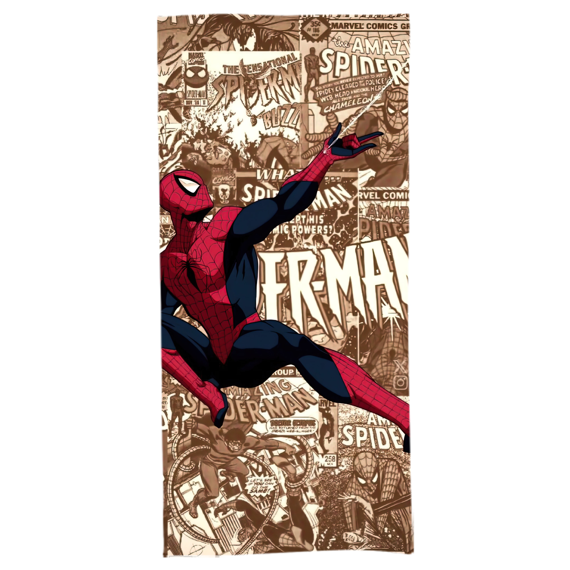 （画像用） Spider Man スパイダーマン 大判バスタオル 70×140cm 吸水速乾 柔らかい肌触り