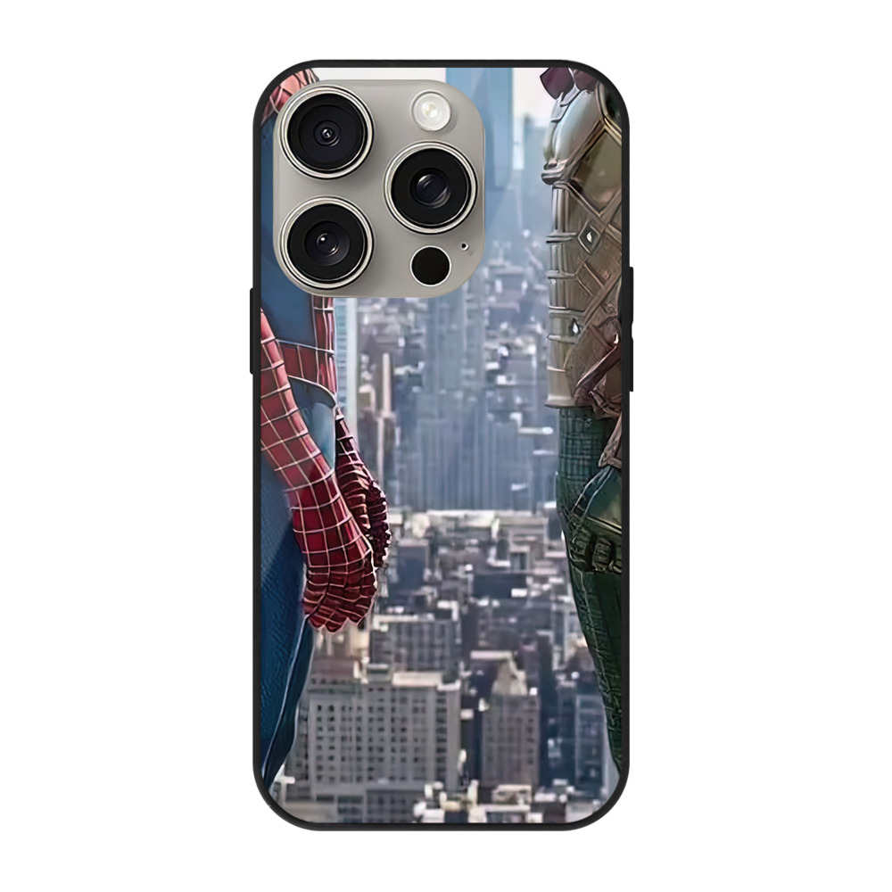 （画像用） Spider Man スパイダーマン 【iPhone15Pro対応】スマホケース 耐衝撃＆黄変防止 背面ガラス