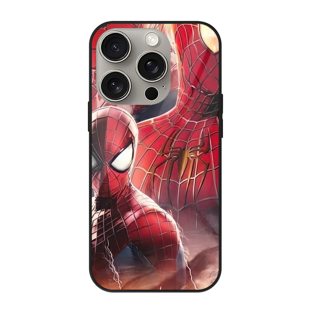 （画像用） Spider Man スパイダーマン 【iPhone15Pro対応】スマホケース 耐衝撃＆黄変防止 背面ガラス