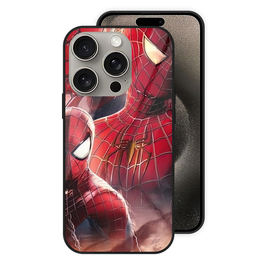 （画像用） Spider Man スパイダーマン 【iPhone15Pro対応】スマホケース 耐衝撃＆黄変防止 背面ガラス