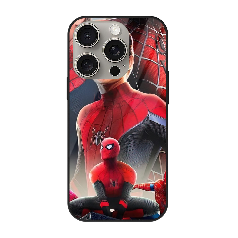 Spider Man スパイダーマン 【iPhone15Pro対応】スマホケース 耐衝撃＆黄変防止 背面ガラス