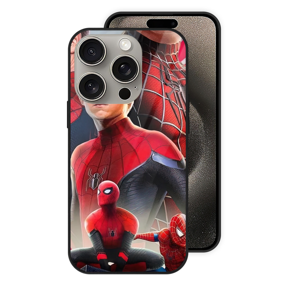Spider Man スパイダーマン 【iPhone15Pro対応】スマホケース 耐衝撃＆黄変防止 背面ガラス