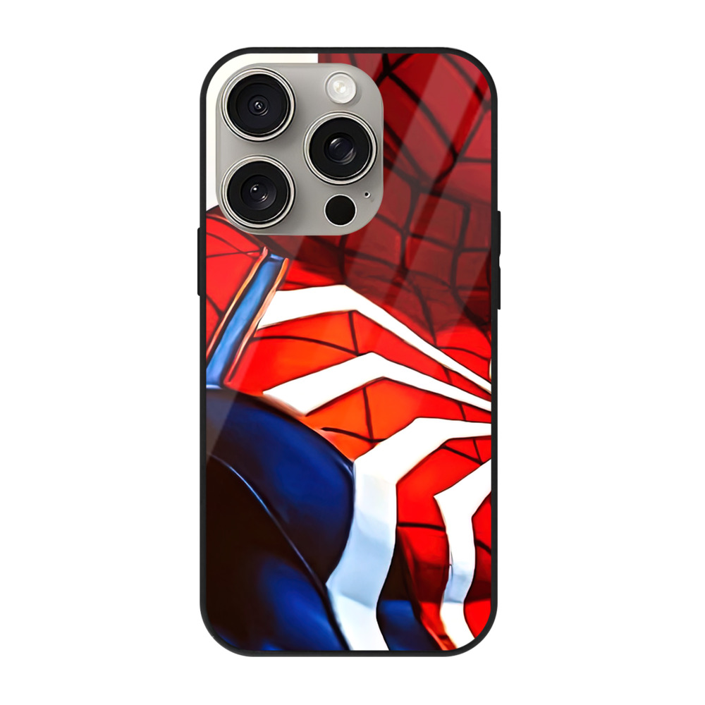 （画像用） Spider Man スパイダーマン 【iPhone15Pro対応】スマホケース 耐衝撃＆黄変防止 背面ガラス
