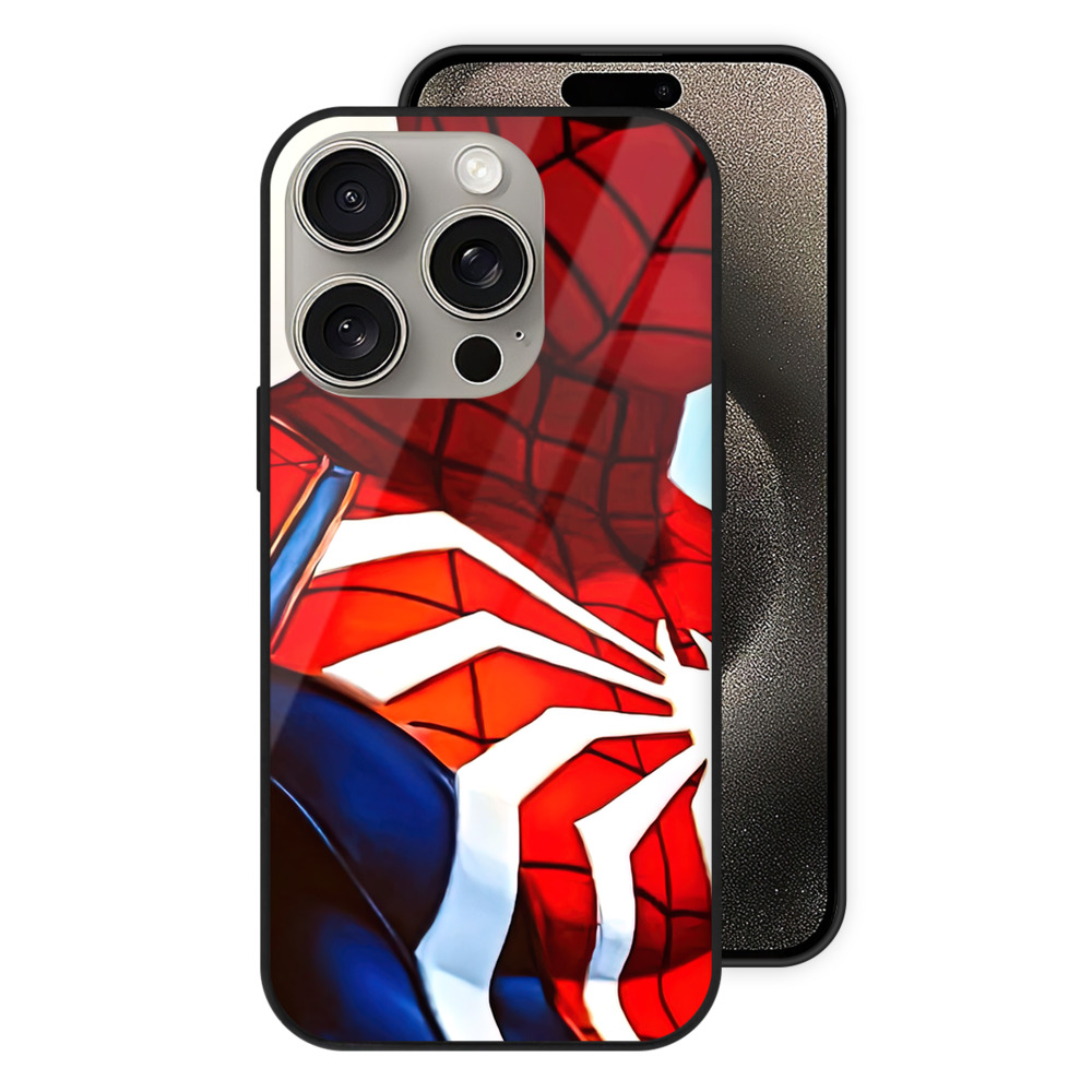 （画像用） Spider Man スパイダーマン 【iPhone15Pro対応】スマホケース 耐衝撃＆黄変防止 背面ガラス