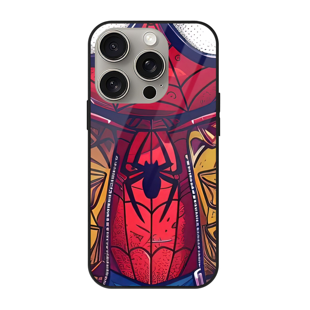 Spider Man スパイダーマン 【iPhone15Pro対応】スマホケース 耐衝撃＆黄変防止 背面ガラス