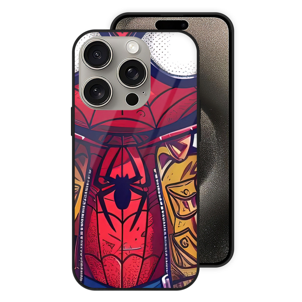 Spider Man スパイダーマン 【iPhone15Pro対応】スマホケース 耐衝撃＆黄変防止 背面ガラス