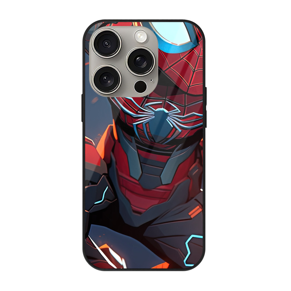 Spider Man スパイダーマン 【iPhone15Pro対応】スマホケース 耐衝撃＆黄変防止 背面ガラス