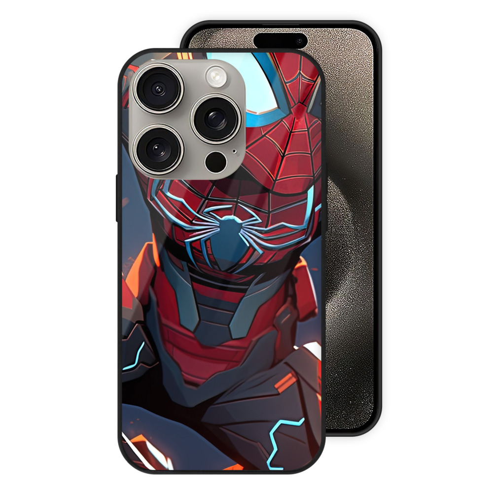 Spider Man スパイダーマン 【iPhone15Pro対応】スマホケース 耐衝撃＆黄変防止 背面ガラス