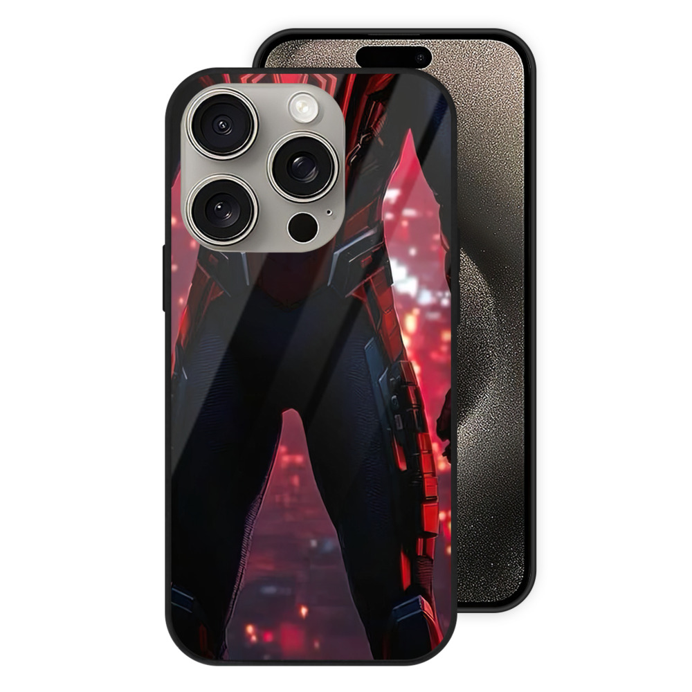 （画像用） Spider Man スパイダーマン 【iPhone15Pro対応】スマホケース 耐衝撃＆黄変防止 背面ガラス