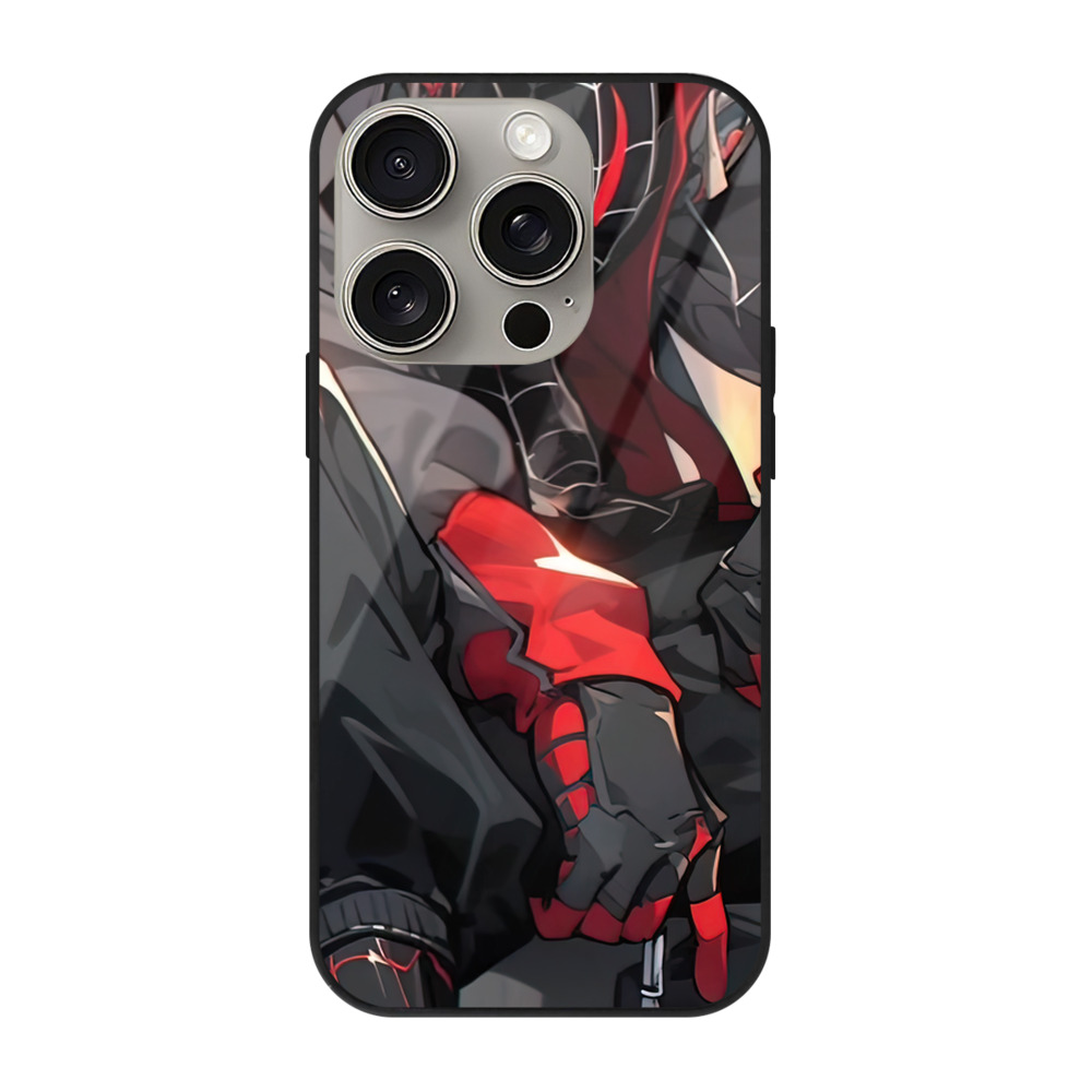 Spider Man スパイダーマン 【iPhone15Pro対応】スマホケース 耐衝撃＆黄変防止 背面ガラス