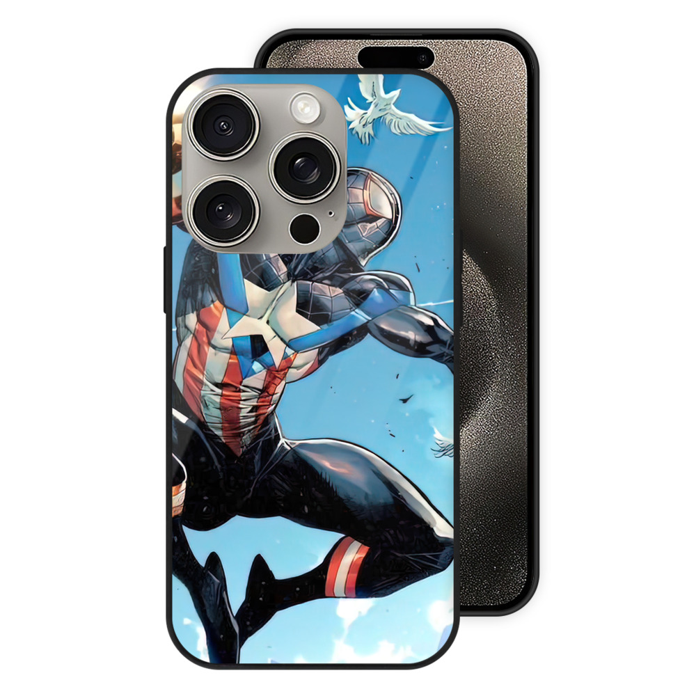 Spider Man スパイダーマン 【iPhone15Pro対応】スマホケース 耐衝撃＆黄変防止 背面ガラス