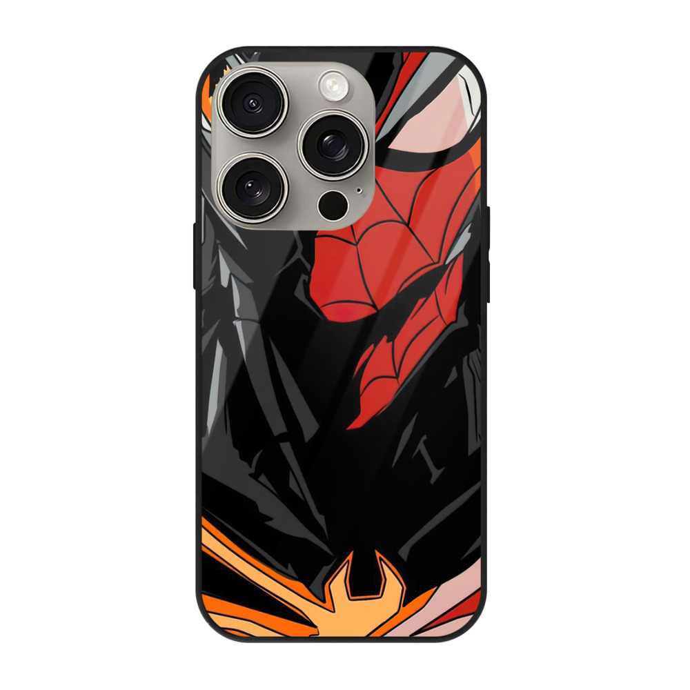 Spider Man スパイダーマン 【iPhone15Pro対応】スマホケース 耐衝撃＆黄変防止 背面ガラス