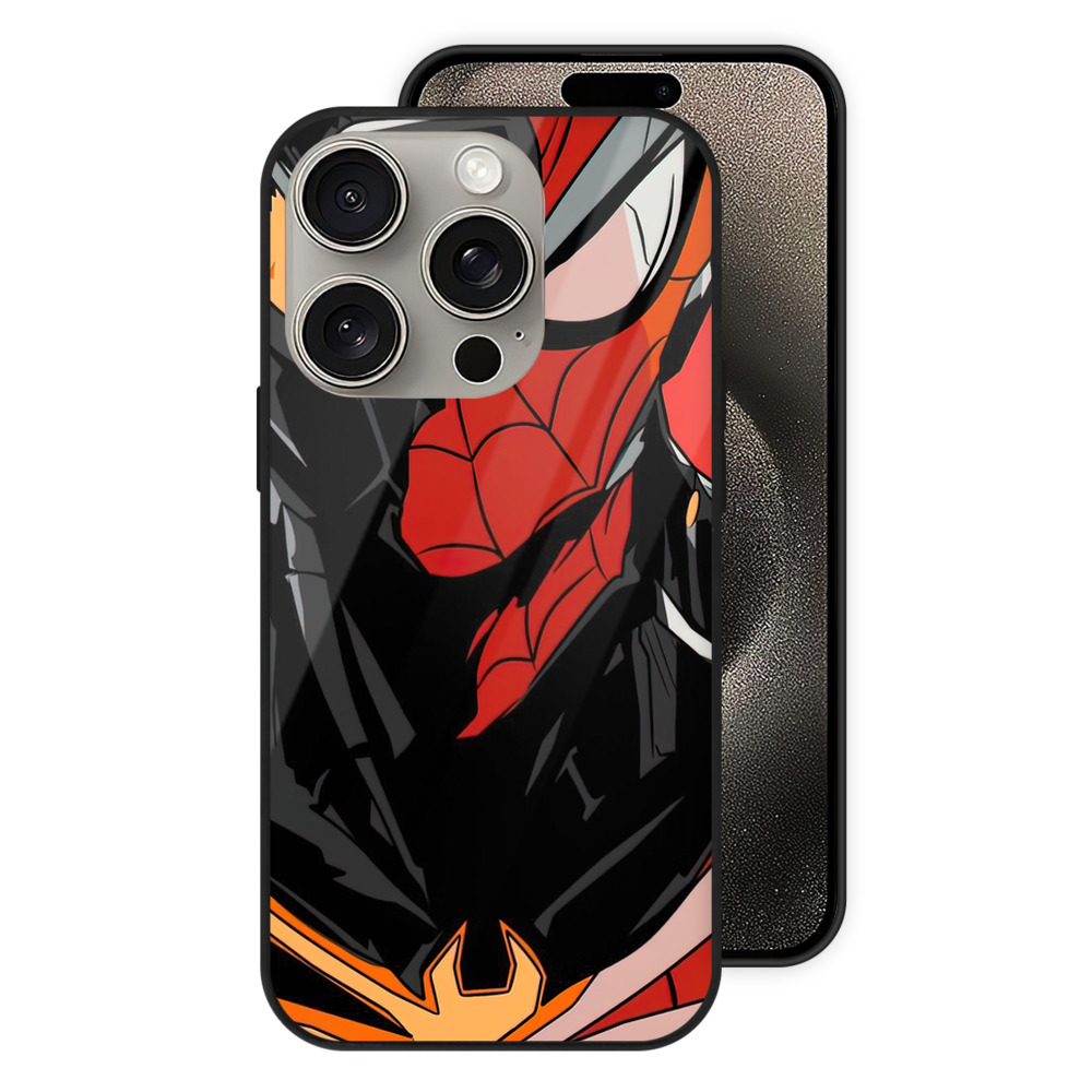 Spider Man スパイダーマン 【iPhone15Pro対応】スマホケース 耐衝撃＆黄変防止 背面ガラス