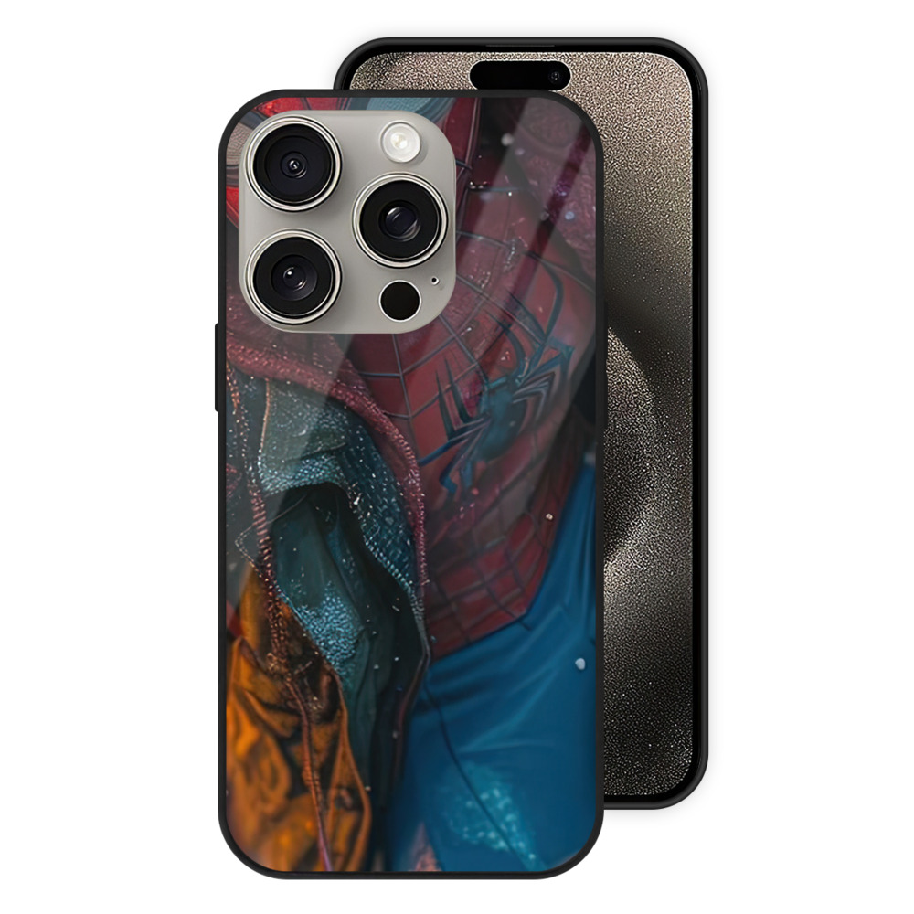 （画像用） Spider Man スパイダーマン 【iPhone15Pro対応】スマホケース 耐衝撃＆黄変防止 背面ガラス