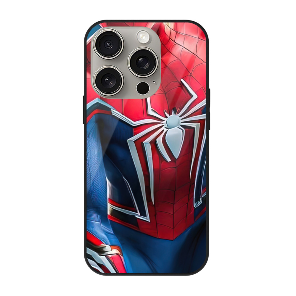 （画像用） Spider Man スパイダーマン 【iPhone15Pro対応】スマホケース 耐衝撃＆黄変防止 背面ガラス