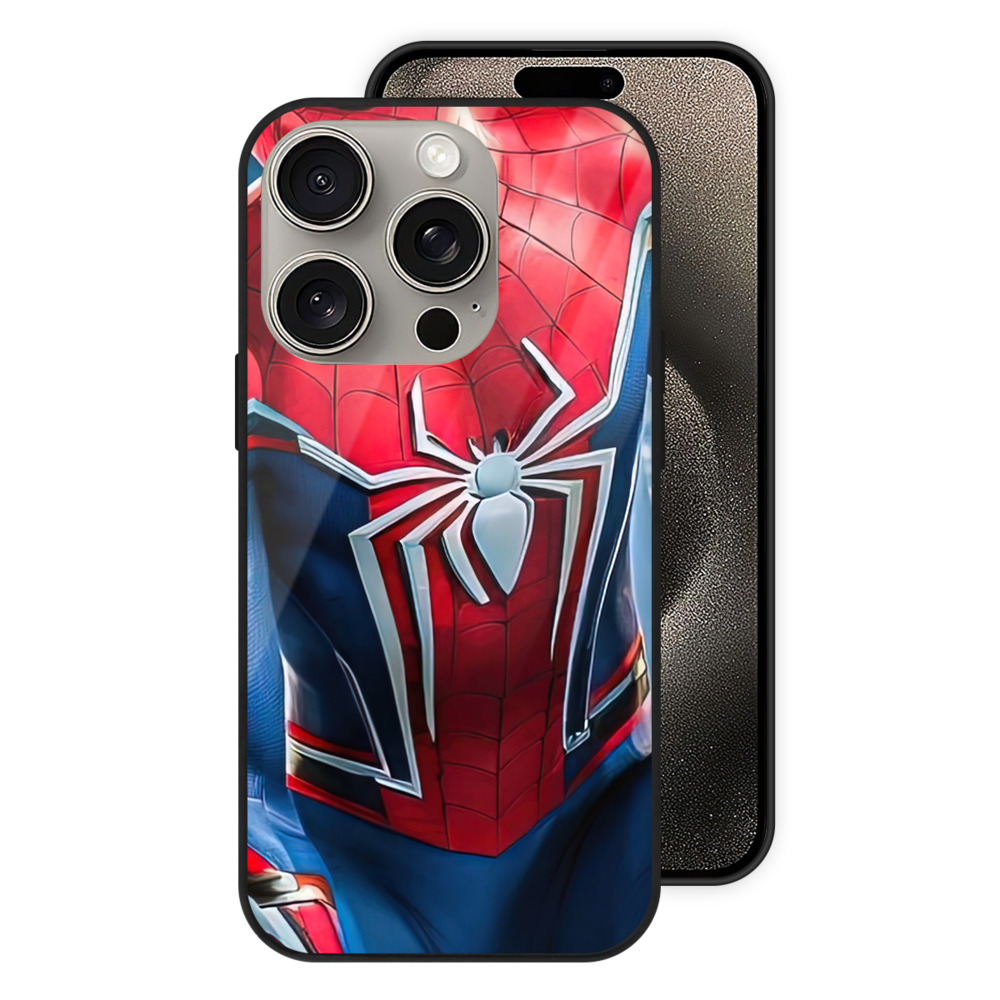 （画像用） Spider Man スパイダーマン 【iPhone15Pro対応】スマホケース 耐衝撃＆黄変防止 背面ガラス