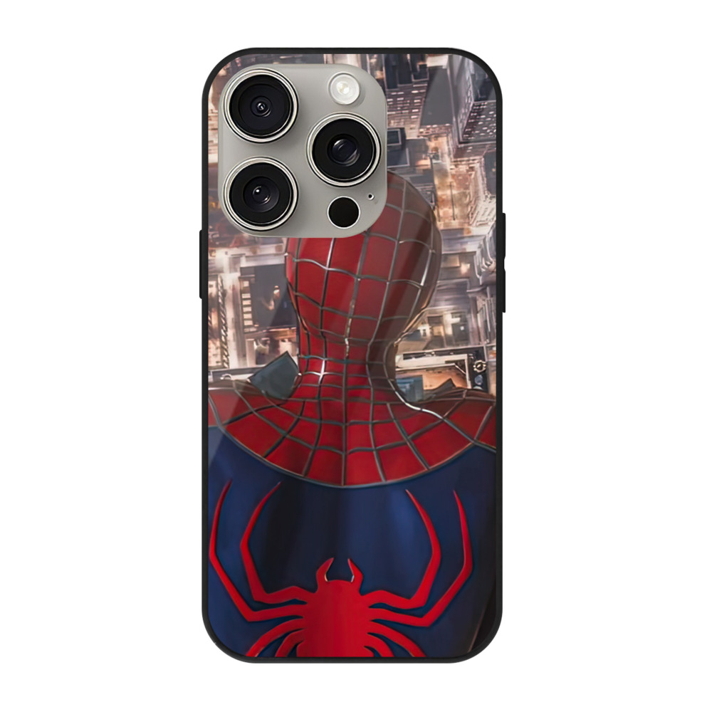 Spider Man スパイダーマン 【iPhone15Pro対応】スマホケース 耐衝撃＆黄変防止 背面ガラス