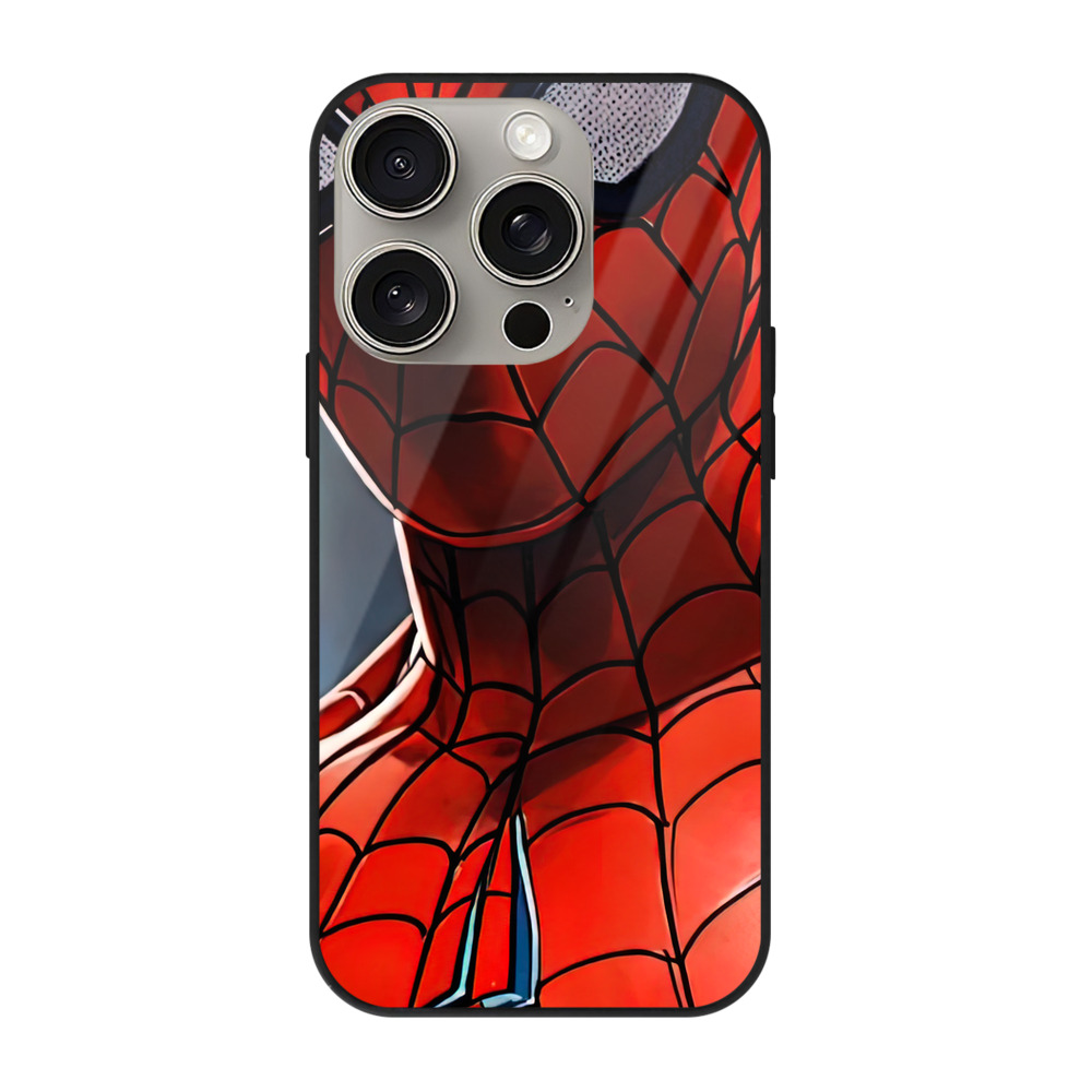 （画像用） Spider Man スパイダーマン 【iPhone15Pro対応】スマホケース 耐衝撃＆黄変防止 背面ガラス
