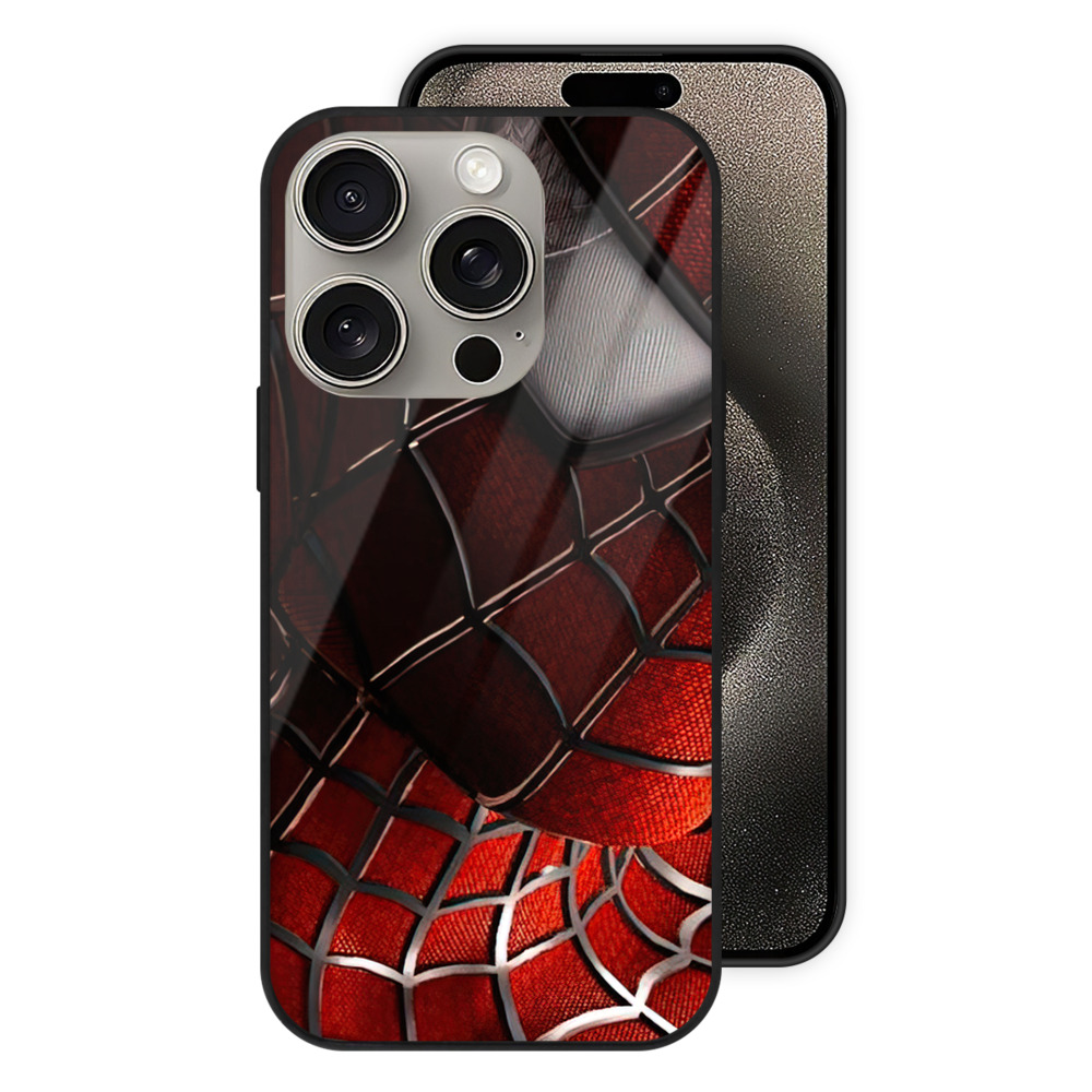 Spider Man スパイダーマン 【iPhone15Pro対応】スマホケース 耐衝撃＆黄変防止 背面ガラス
