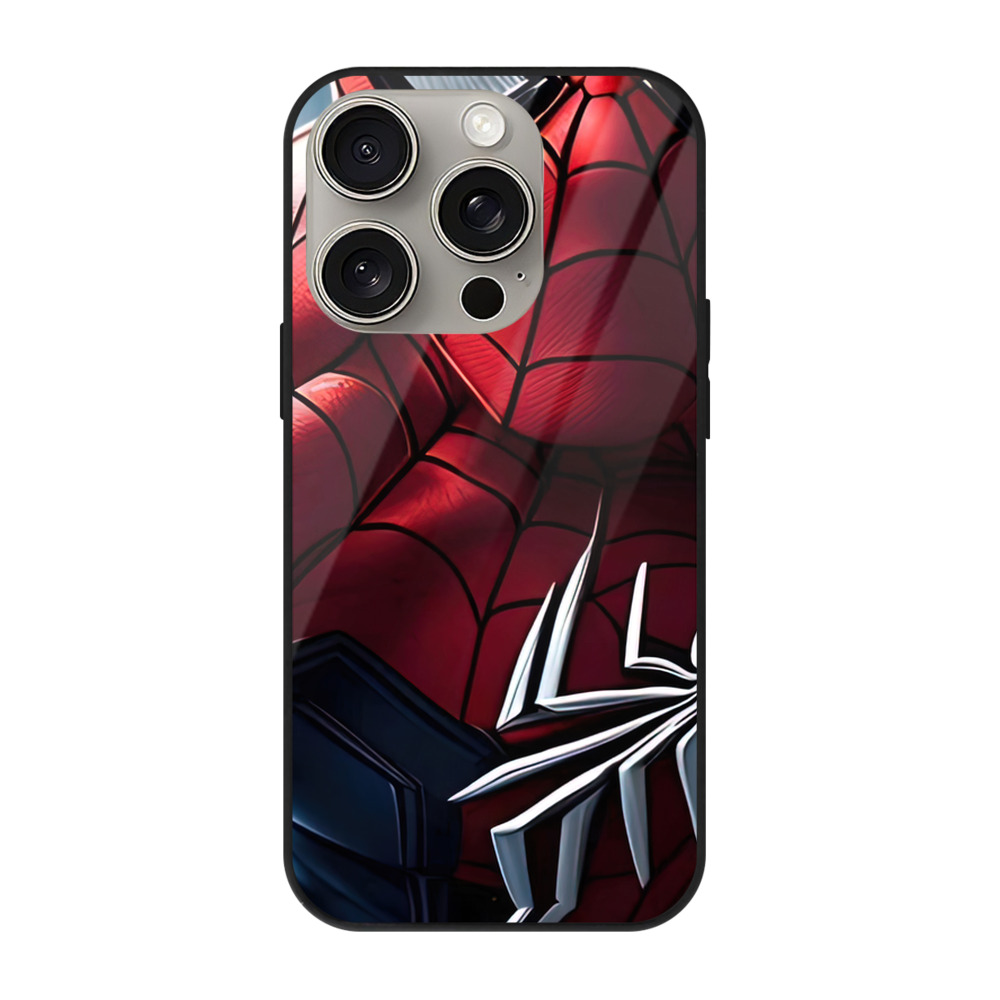 （画像用） Spider Man スパイダーマン 【iPhone15Pro対応】スマホケース 耐衝撃＆黄変防止 背面ガラス