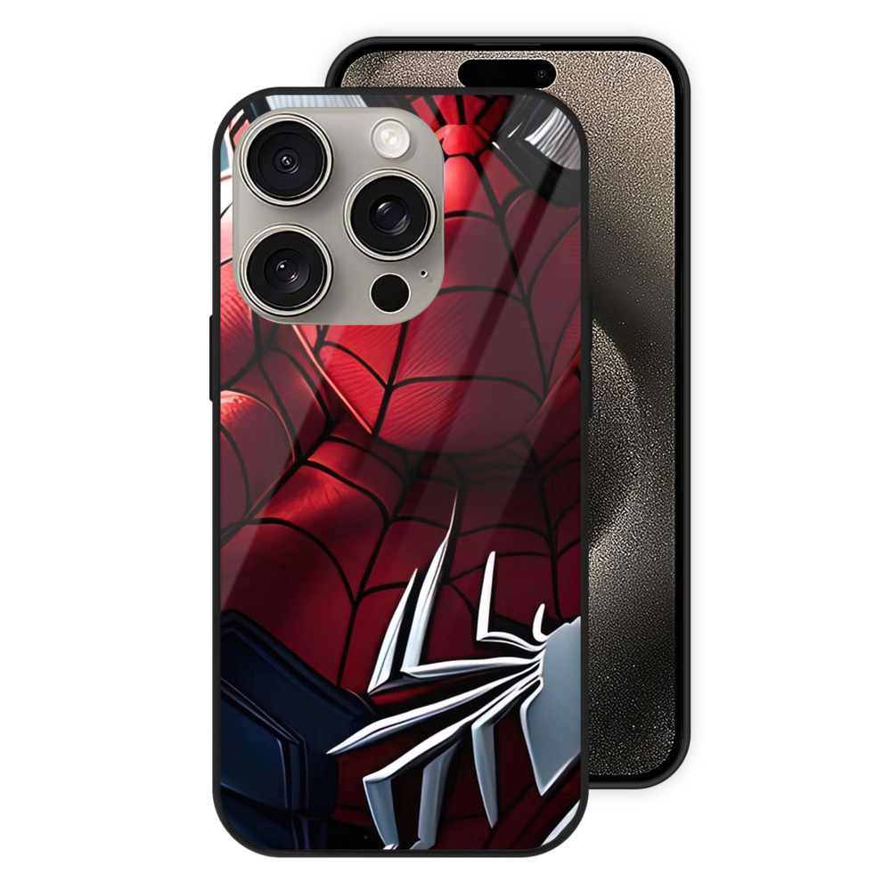 （画像用） Spider Man スパイダーマン 【iPhone15Pro対応】スマホケース 耐衝撃＆黄変防止 背面ガラス