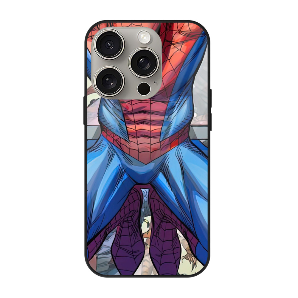 （画像用） Spider Man スパイダーマン 【iPhone15Pro対応】スマホケース 耐衝撃＆黄変防止 背面ガラス