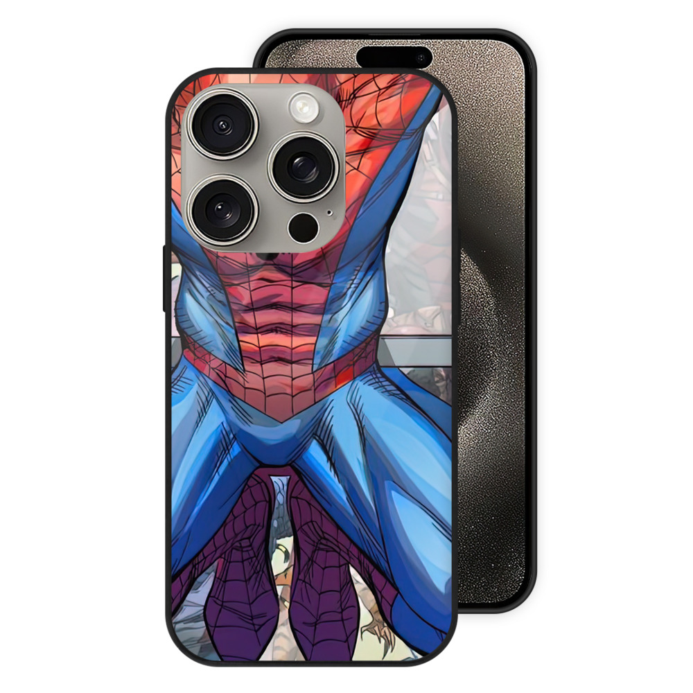 Spider Man スパイダーマン 【iPhone15Pro対応】スマホケース 耐衝撃＆黄変防止 背面ガラス