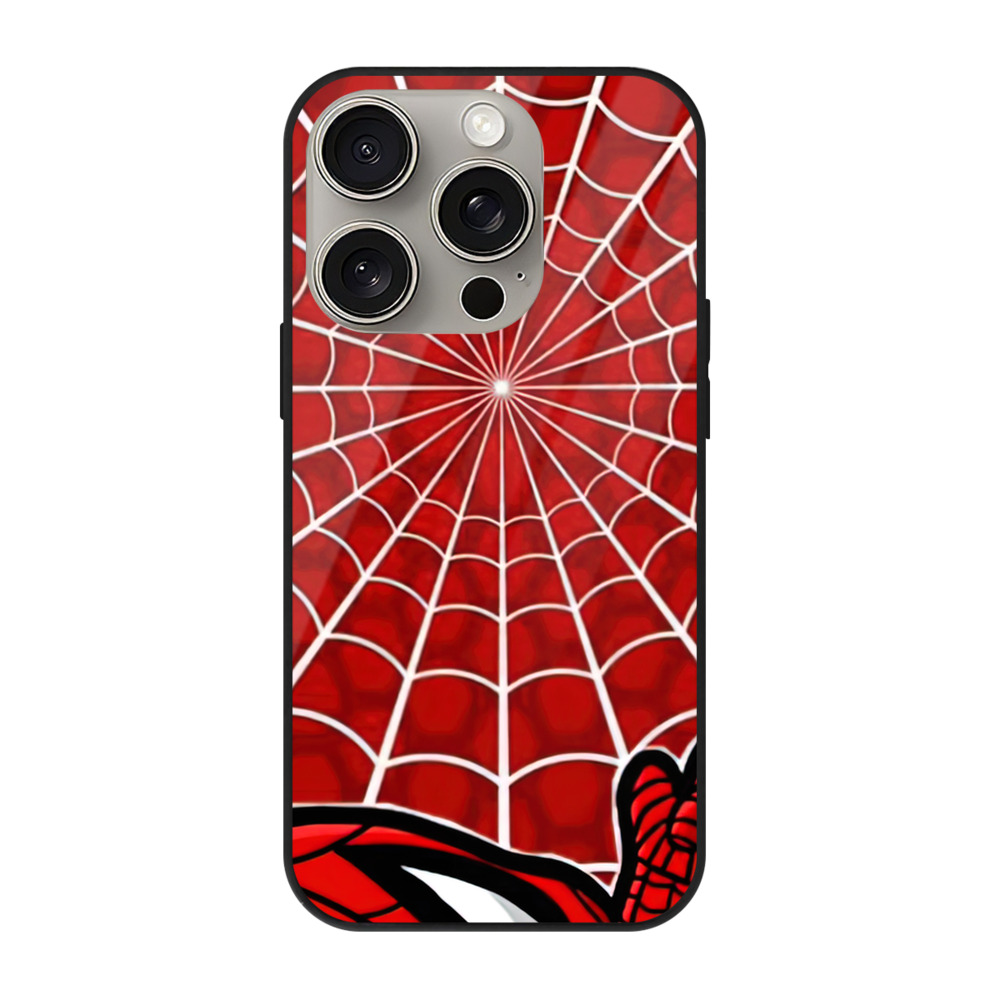 （画像用） Spider Man スパイダーマン 【iPhone15Pro対応】スマホケース 耐衝撃＆黄変防止 背面ガラス
