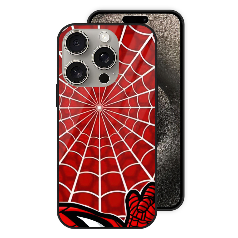 （画像用） Spider Man スパイダーマン 【iPhone15Pro対応】スマホケース 耐衝撃＆黄変防止 背面ガラス