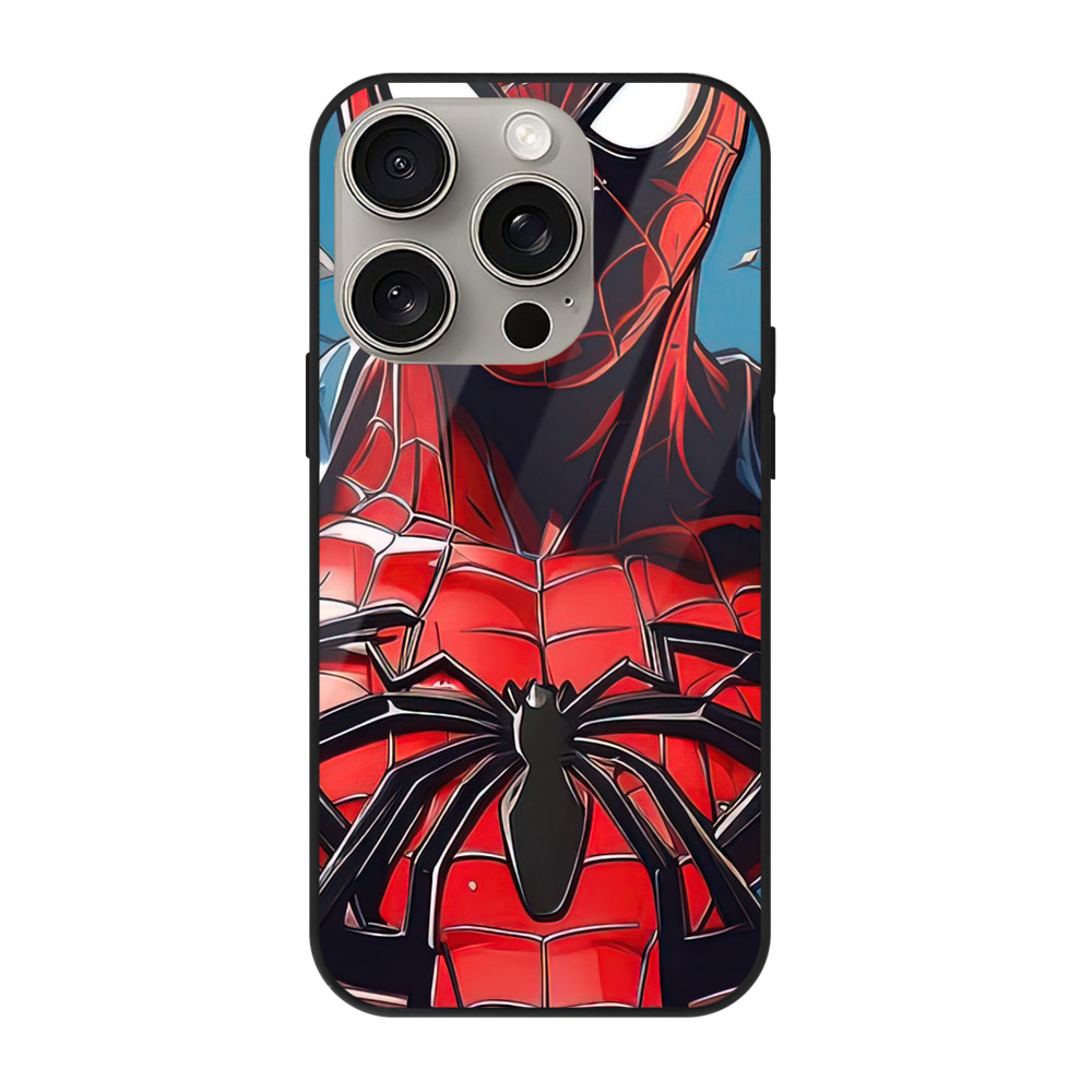 （画像用） Spider Man スパイダーマン 【iPhone15Pro対応】スマホケース 耐衝撃＆黄変防止 背面ガラス