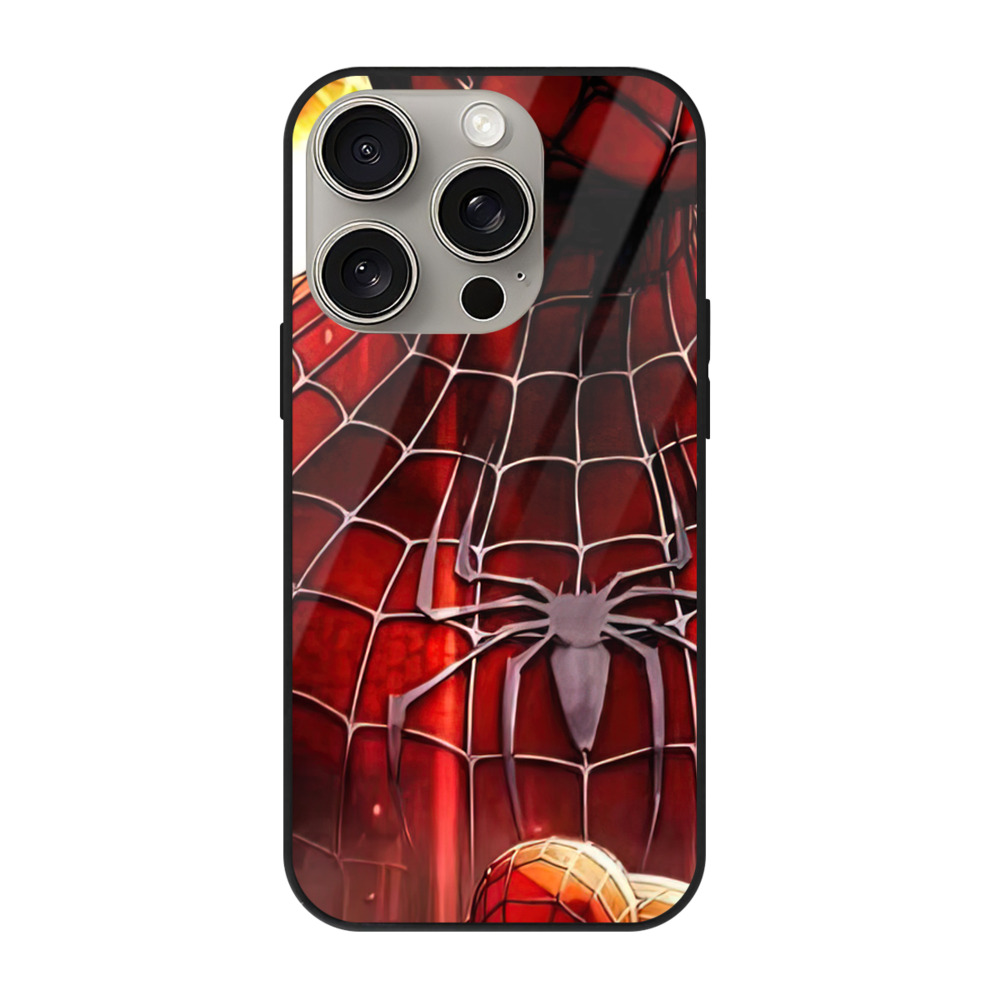 （画像用） Spider Man スパイダーマン 【iPhone15Pro対応】スマホケース 耐衝撃＆黄変防止 背面ガラス