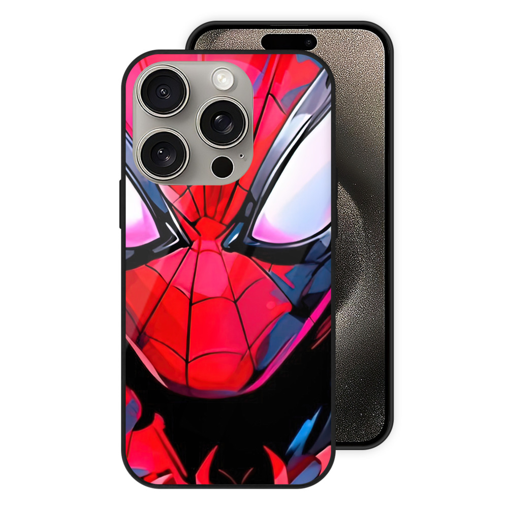 （画像用） Spider Man スパイダーマン 【iPhone15Pro対応】スマホケース 耐衝撃＆黄変防止 背面ガラス