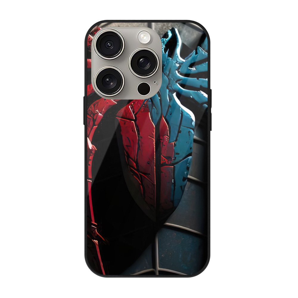 Spider Man スパイダーマン 【iPhone15Pro対応】スマホケース 耐衝撃＆黄変防止 背面ガラス