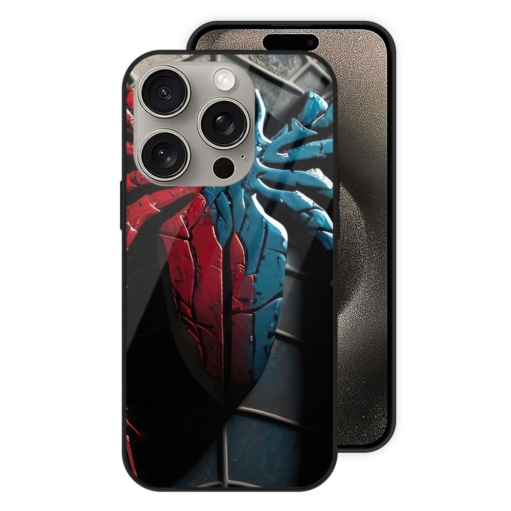 Spider Man スパイダーマン 【iPhone15Pro対応】スマホケース 耐衝撃＆黄変防止 背面ガラス
