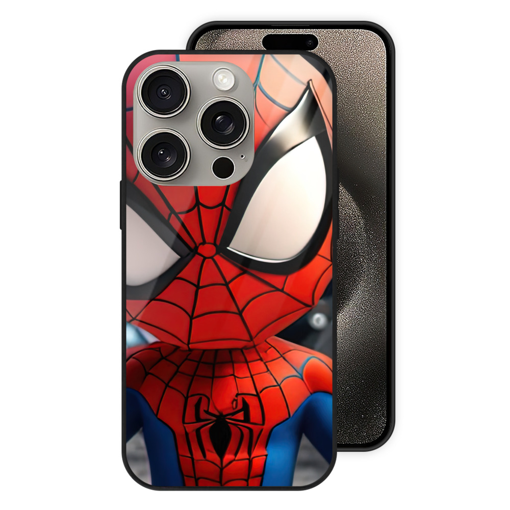 （画像用） Spider Man スパイダーマン 【iPhone15Pro対応】スマホケース 耐衝撃＆黄変防止 背面ガラス