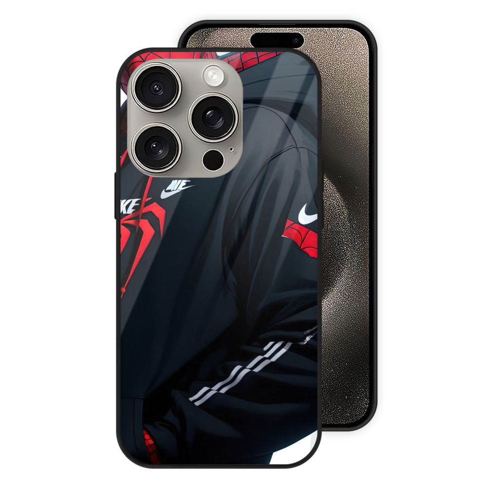 Spider Man スパイダーマン 【iPhone15Pro対応】スマホケース 耐衝撃＆黄変防止 背面ガラス