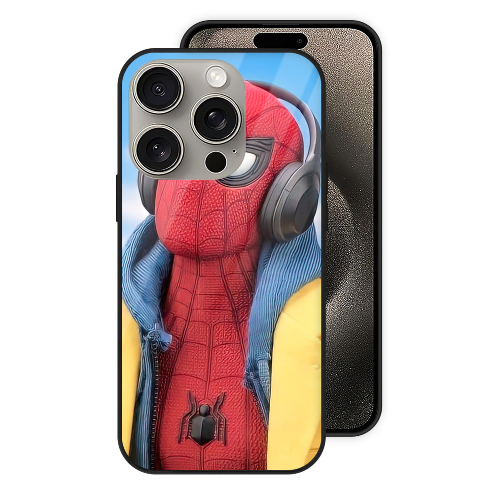 （画像用） Spider Man スパイダーマン 【iPhone15Pro対応】スマホケース 耐衝撃＆黄変防止 背面ガラス