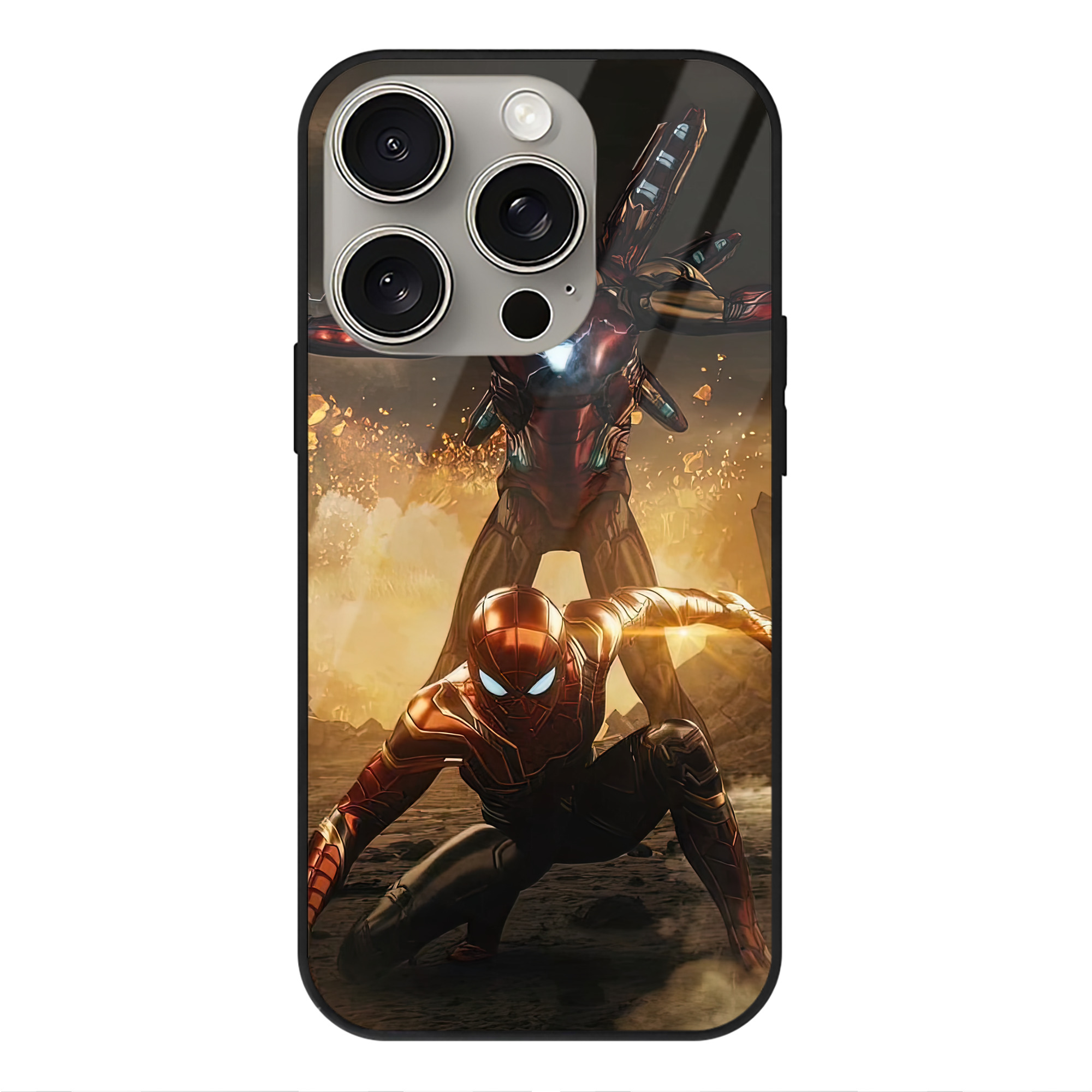Spider Man スパイダーマン 【iPhone15Pro対応】スマホケース 耐衝撃＆黄変防止 背面ガラス