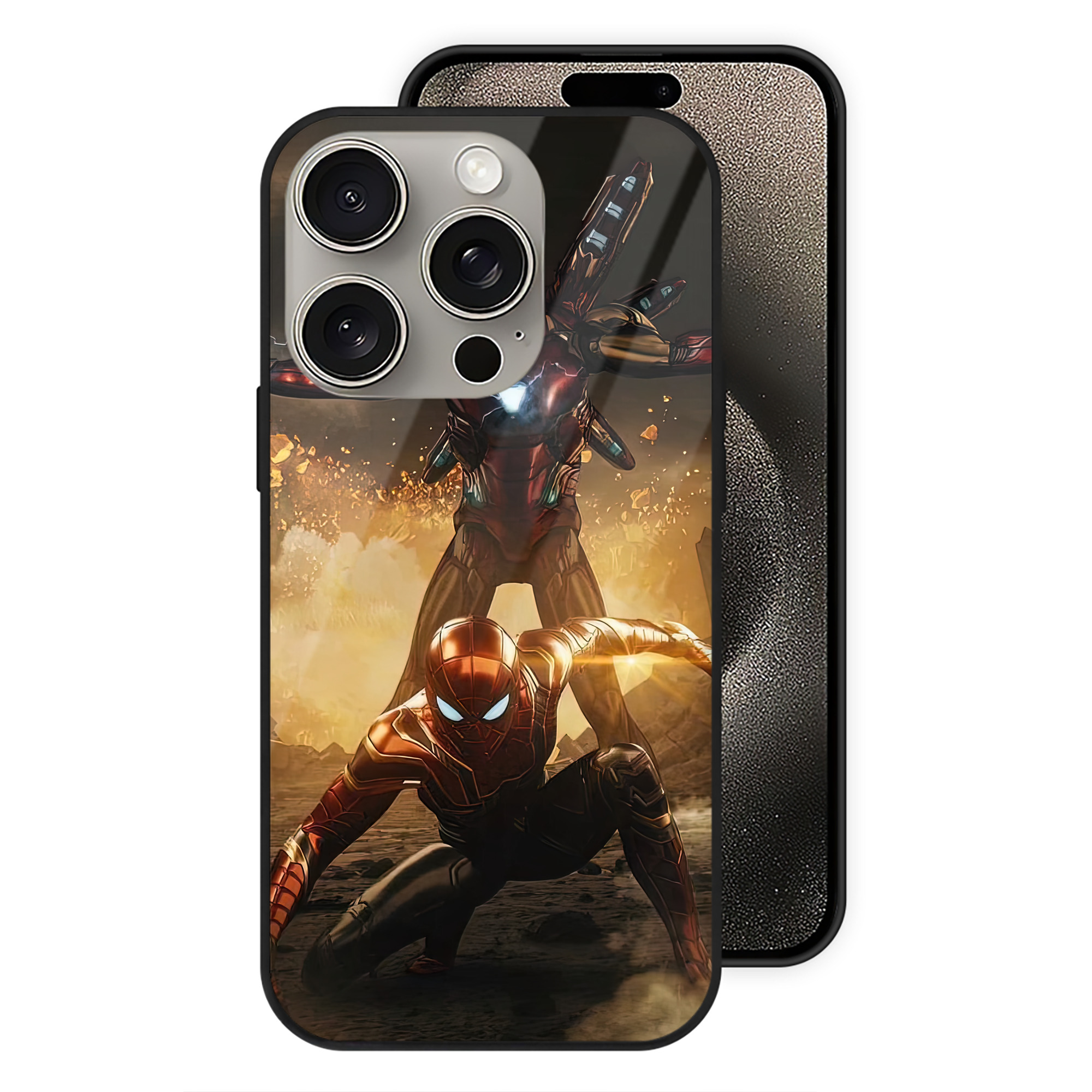 Spider Man スパイダーマン 【iPhone15Pro対応】スマホケース 耐衝撃＆黄変防止 背面ガラス