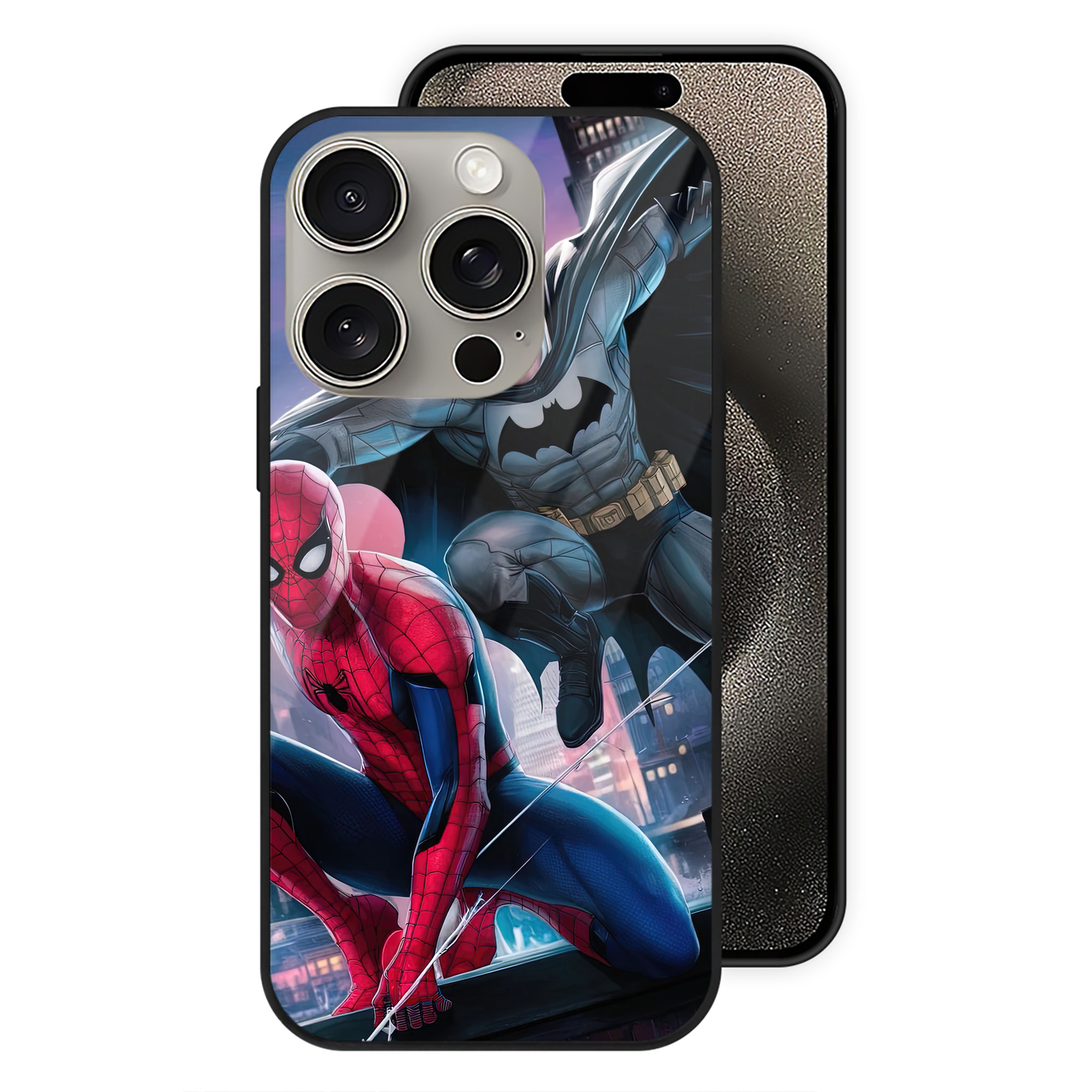 （画像用） Spider Man スパイダーマン 【iPhone15Pro対応】スマホケース 耐衝撃＆黄変防止 背面ガラス