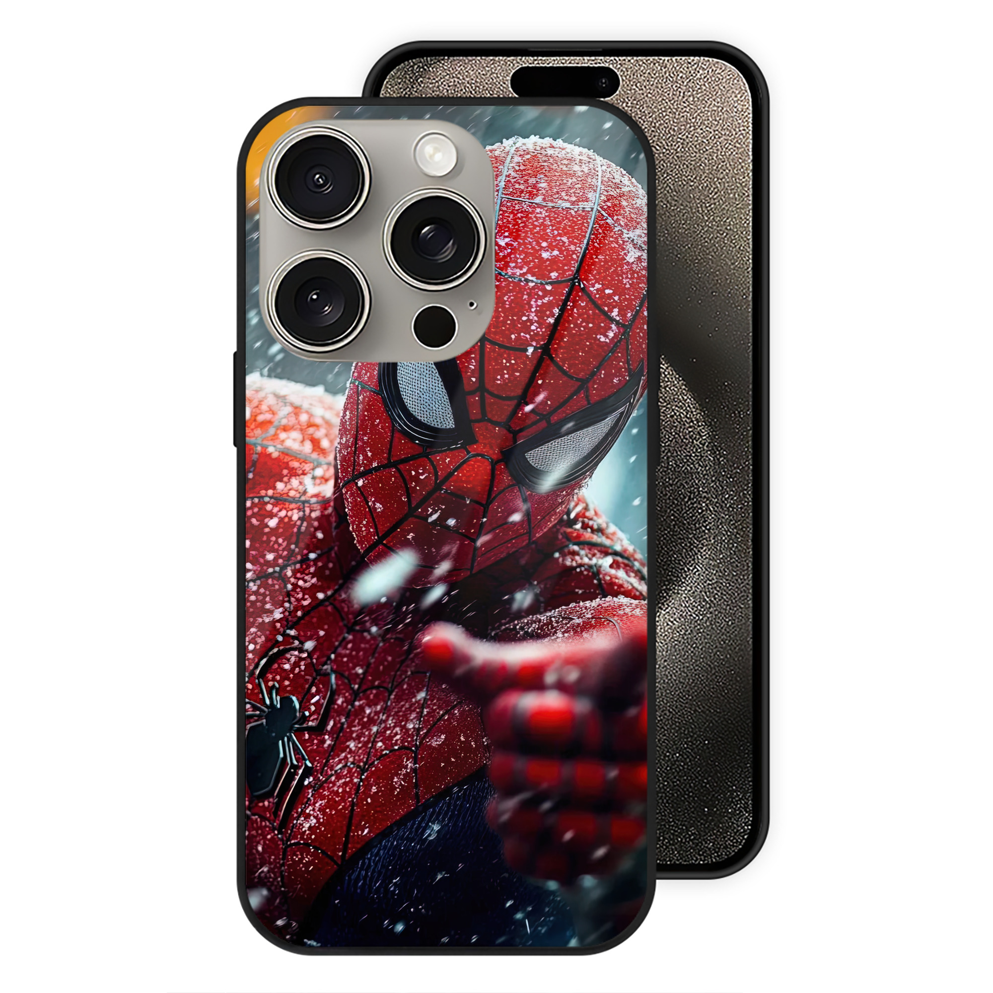 Spider Man スパイダーマン 【iPhone15Pro対応】スマホケース 耐衝撃＆黄変防止 背面ガラス
