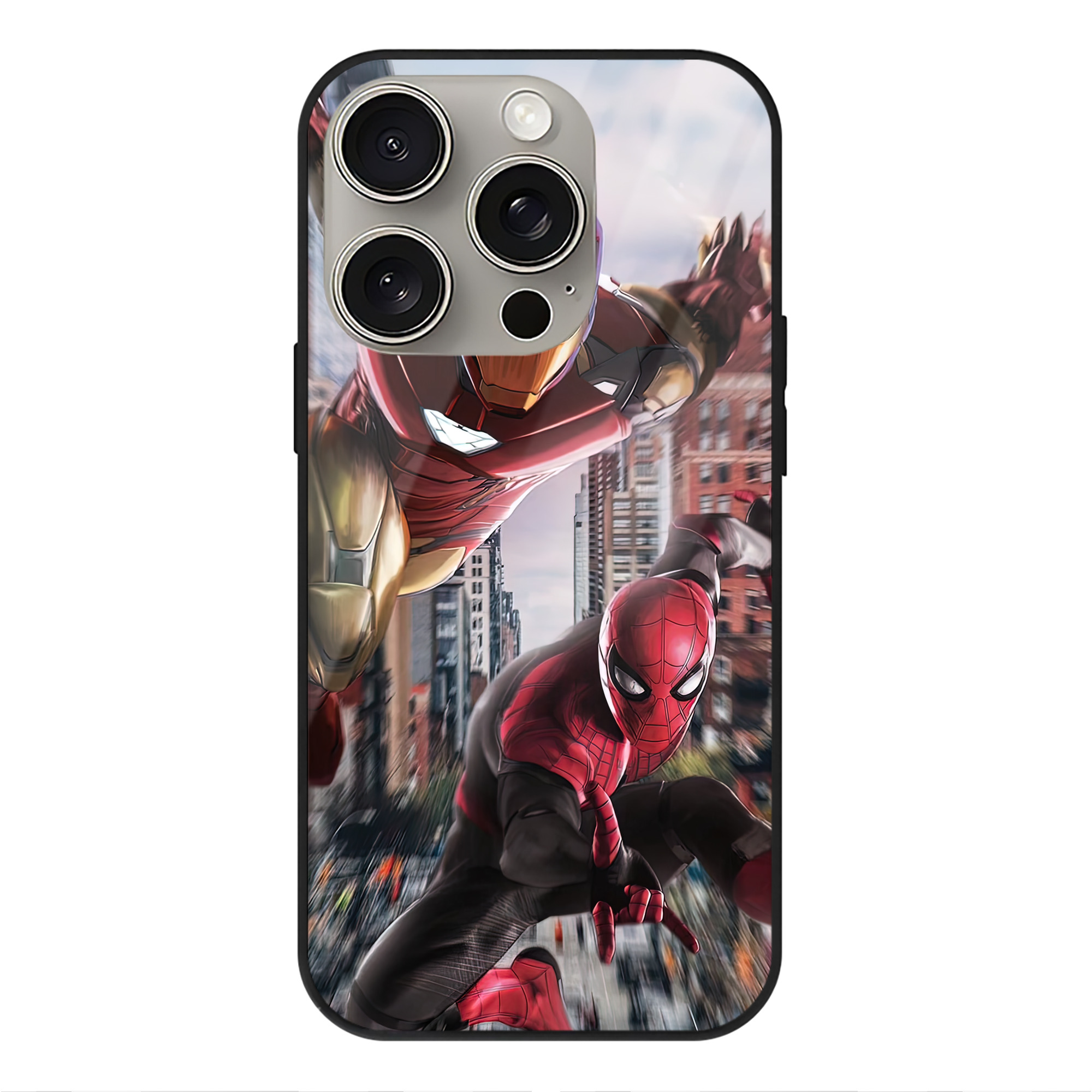 （画像用） Spider Man スパイダーマン 【iPhone15Pro対応】スマホケース 耐衝撃＆黄変防止 背面ガラス