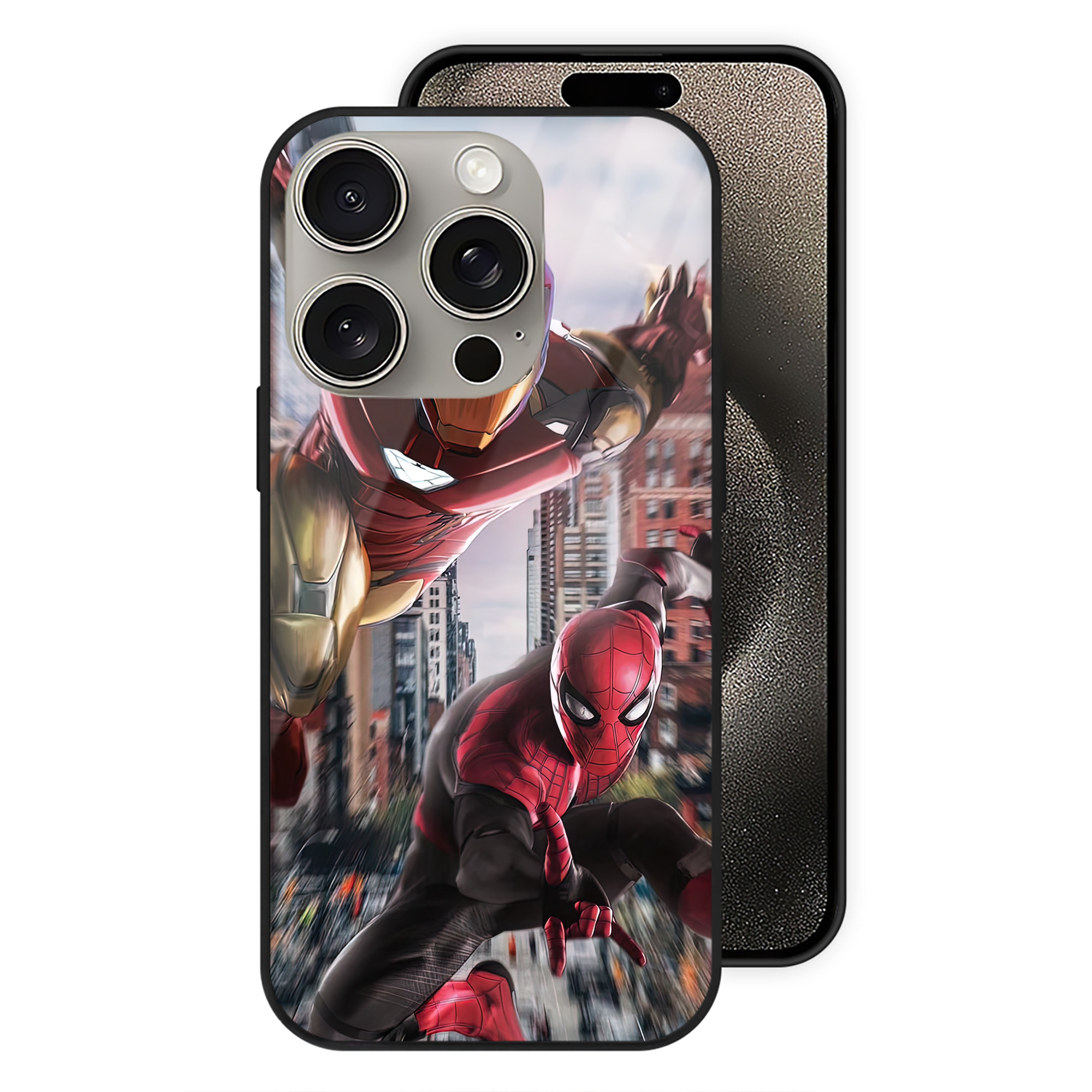 （画像用） Spider Man スパイダーマン 【iPhone15Pro対応】スマホケース 耐衝撃＆黄変防止 背面ガラス