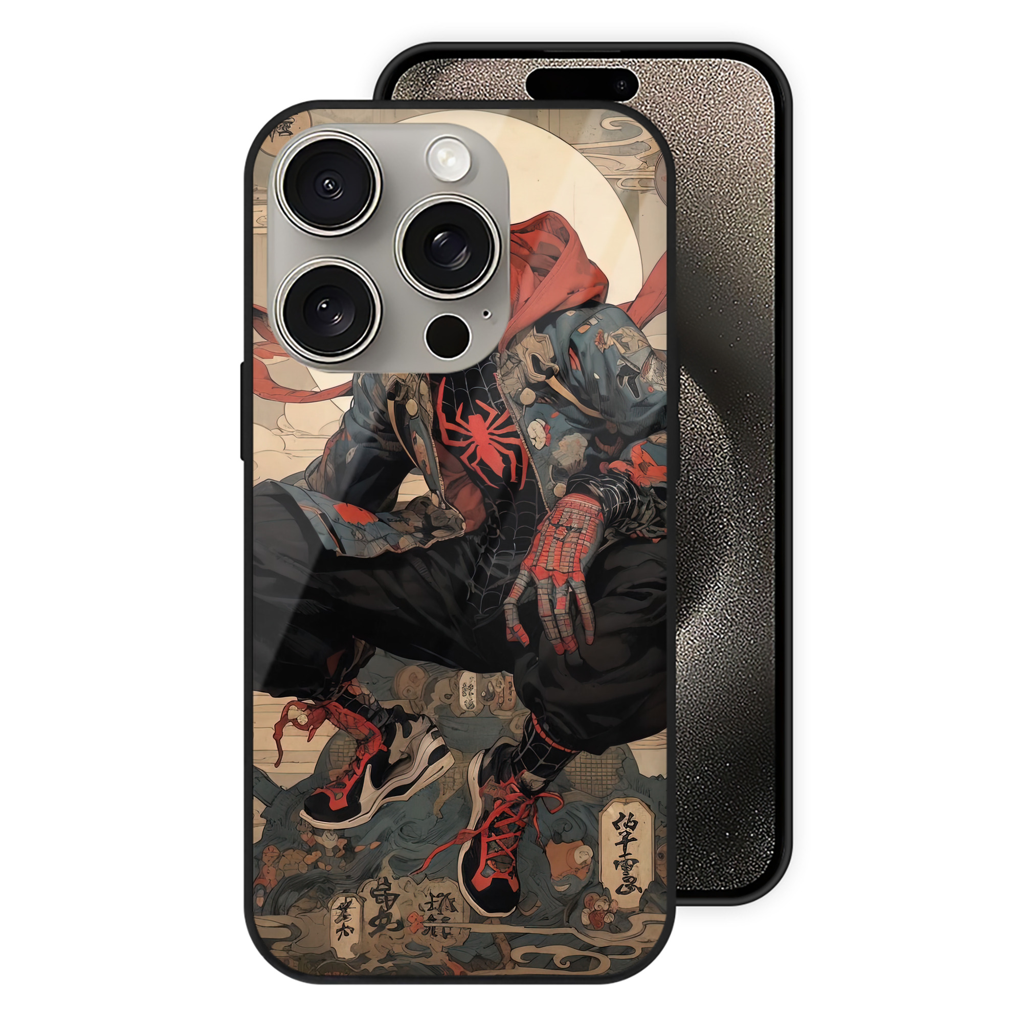 Spider Man スパイダーマン 【iPhone15Pro対応】スマホケース 耐衝撃＆黄変防止 背面ガラス