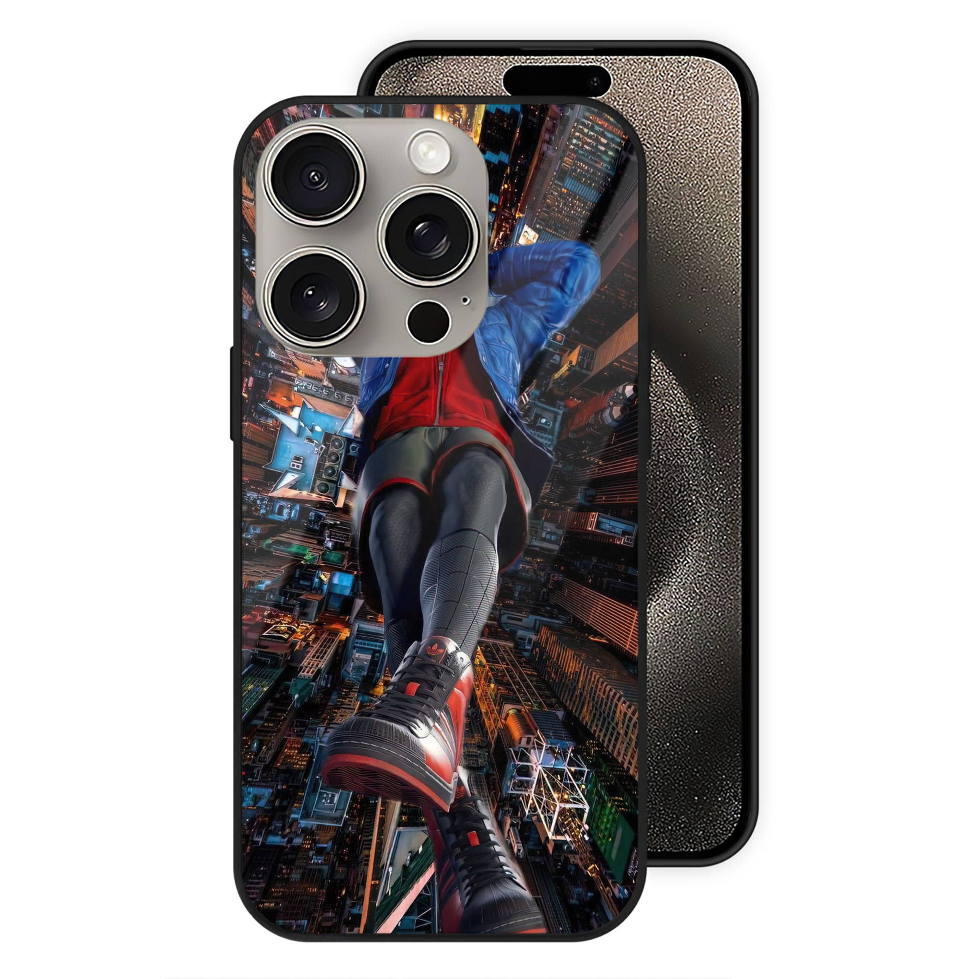 Spider Man スパイダーマン 【iPhone15Pro対応】スマホケース 耐衝撃＆黄変防止 背面ガラス