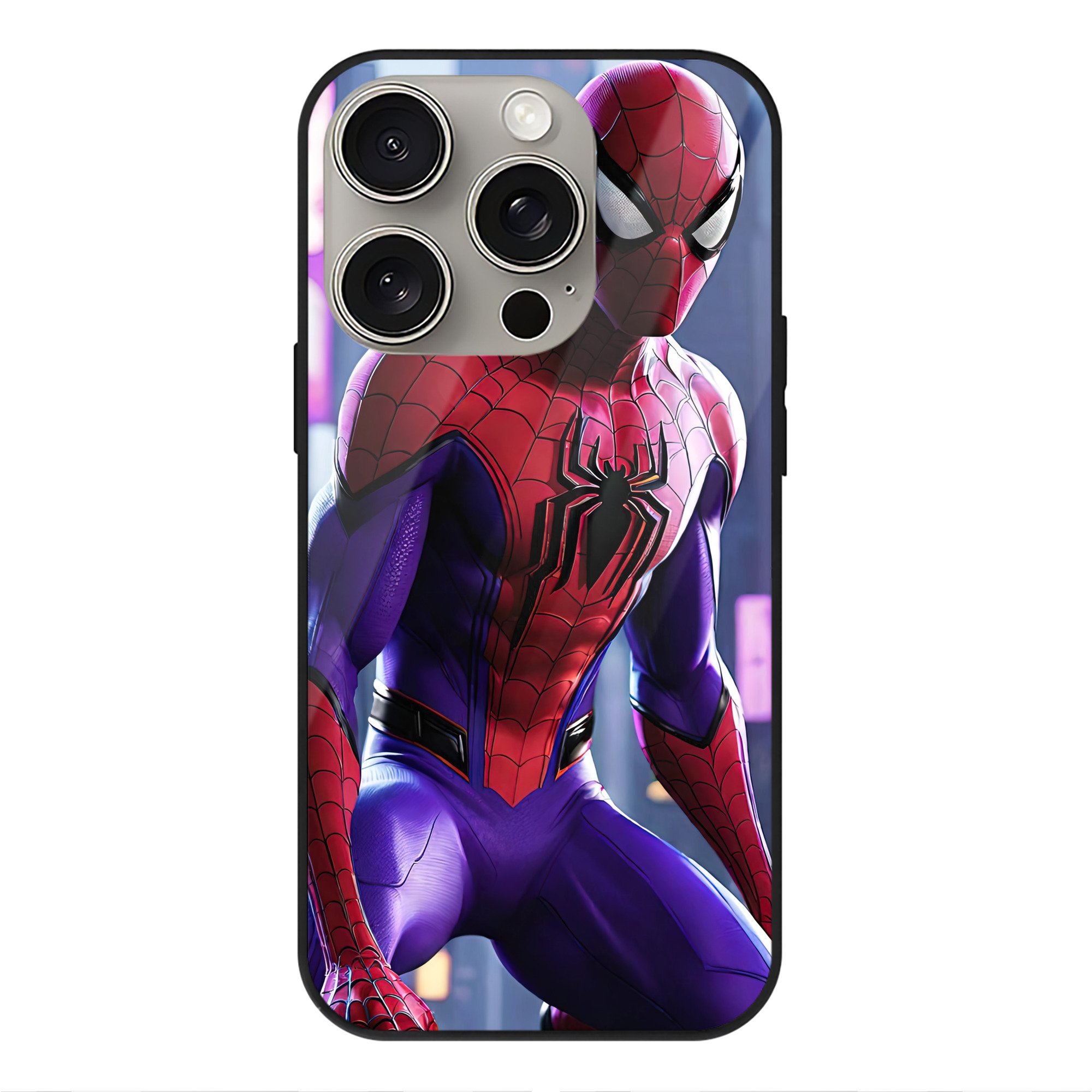 Spider Man スパイダーマン 【iPhone15Pro対応】スマホケース 耐衝撃＆黄変防止 背面ガラス