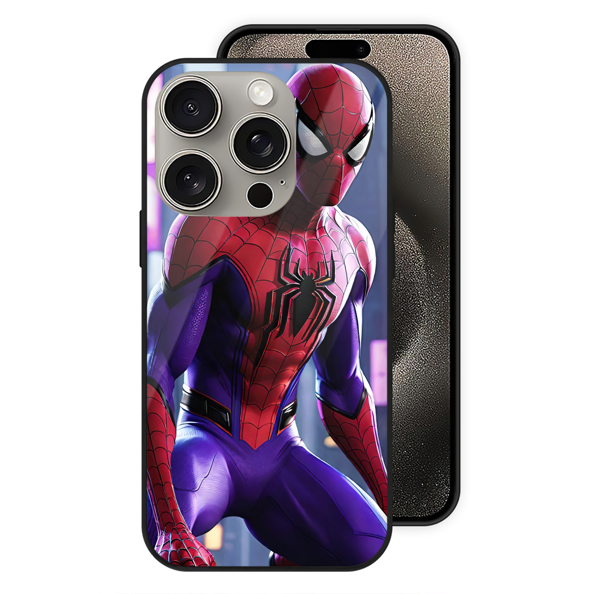 Spider Man スパイダーマン 【iPhone15Pro対応】スマホケース 耐衝撃＆黄変防止 背面ガラス