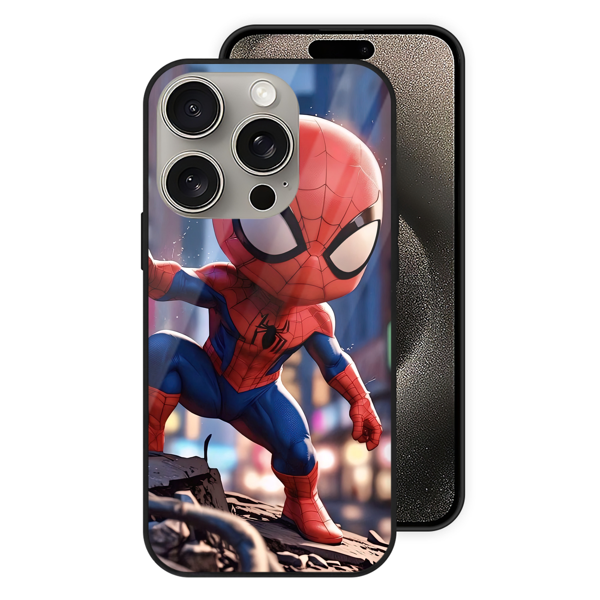 Spider Man スパイダーマン 【iPhone15Pro対応】スマホケース 耐衝撃＆黄変防止 背面ガラス